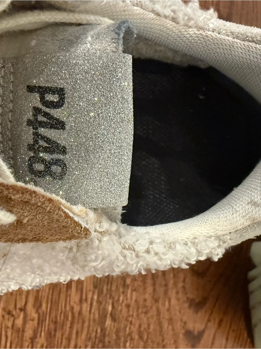 P448 Women's Suede & Shearling Panel Sneakers in Tan/Cream